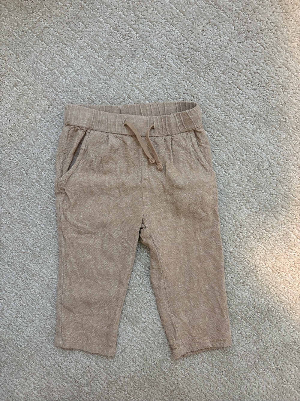Rylee + Cru Oatmeal Linen Blend Drawstring Pants 12-18 Months